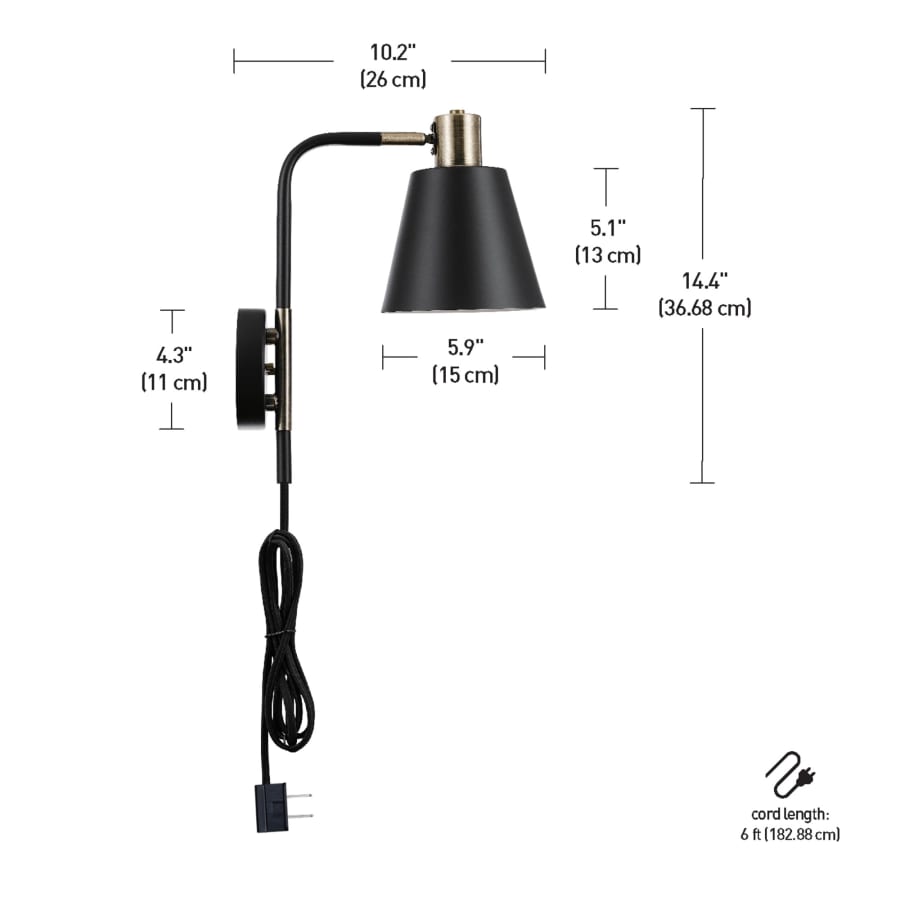 Globe Electric Novogratz Cleo 14in Tall Wall Sconce Matte Black